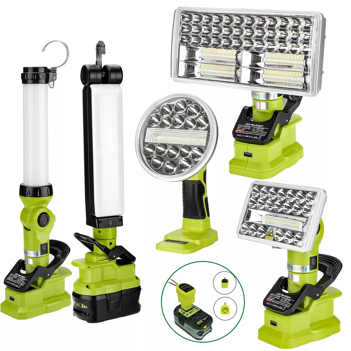 For DeWalt Makita Ryobi 18V 20V Li-ion battery Led Portable Spotlight Super  Bright Led Work Light Lampe Led light