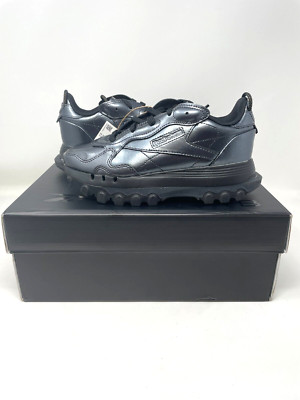 Reebok Cardi B Classic Dark Silver Leather Black Women 5.5 Athletic Shoe GW2631