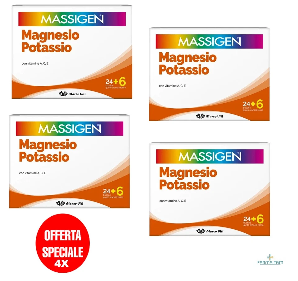 PROMO 4X MASSIGEN MAGNESIO E POTASSIO 120 BUSTE MARCO VITI VITAMINE A - C - E -