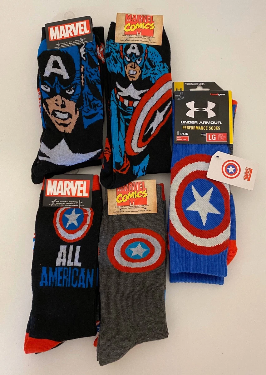 madre limpiar toxicidad 9 Pairs Marvel Comics Captain America Crew Socks Mens Sz Large 6-12 NEW!!!  | eBay