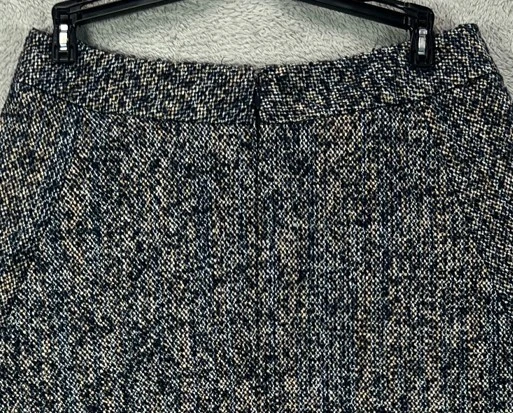 Falda Ann Taylor Mujer 4 Tweed Falda Azul Marino Mezcla Lana Una Línea Forrada en Círculo Foto 2 de 4