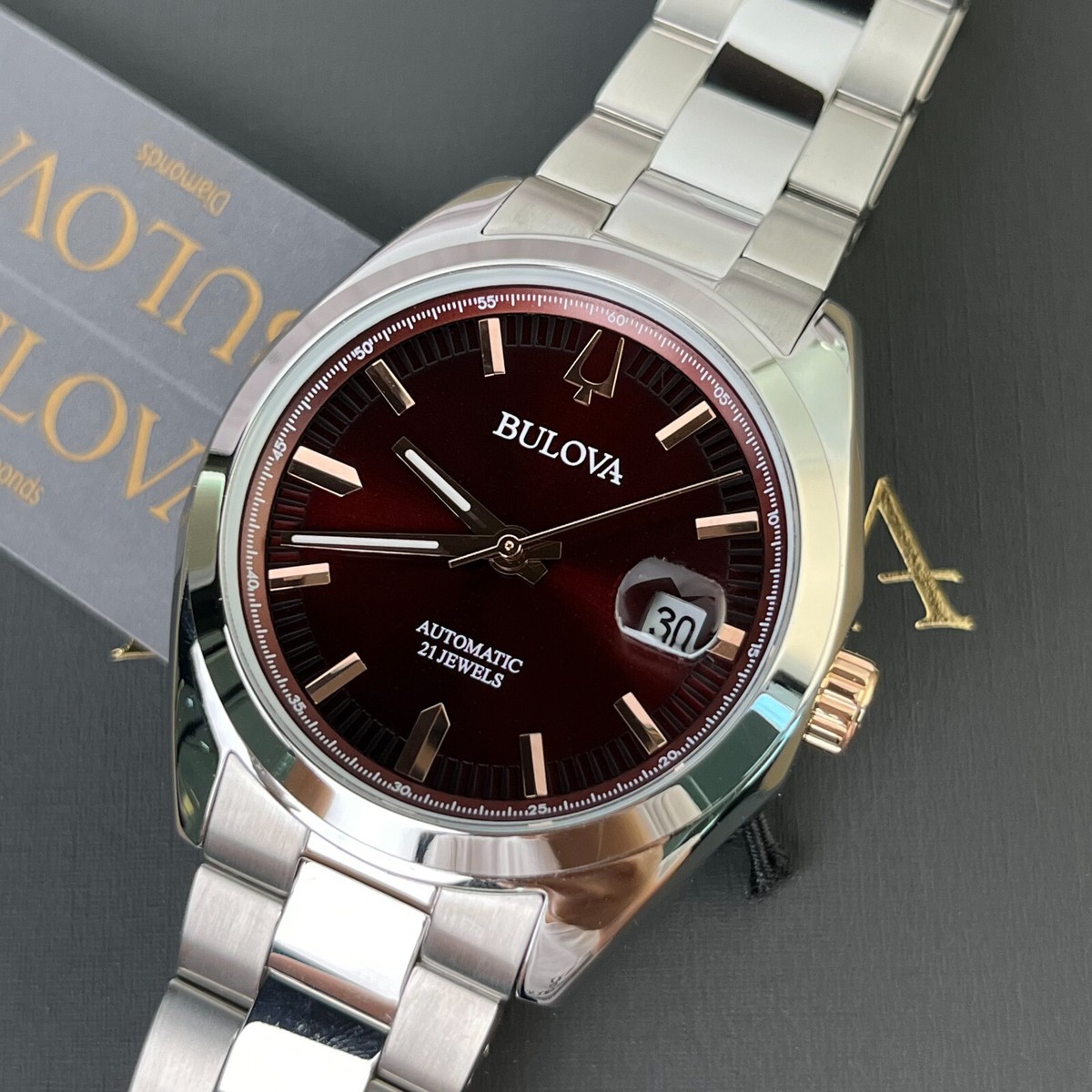 Bulova Surveyor 98B422 Automatic 39mm Red Dial Stainless Steel