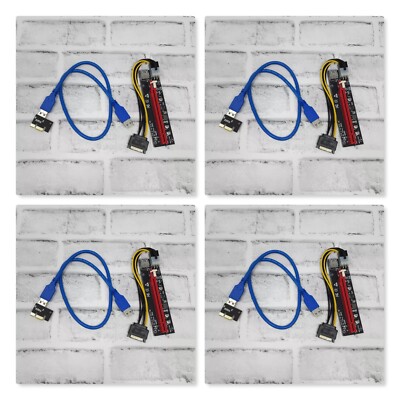 4 Pack FebSmart  PCI-E Riser VER006C Adapter Card New X1 To X16  - New