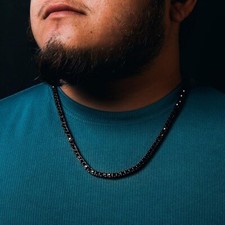 New 1 Row Tennis Necklace Chain Lab Created Black Diamonds 4MM 18 inch