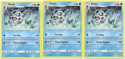 Pokemon CCG: *3x GLALIE* - 48/236 Sun & Moon: Cosmic Eclipse