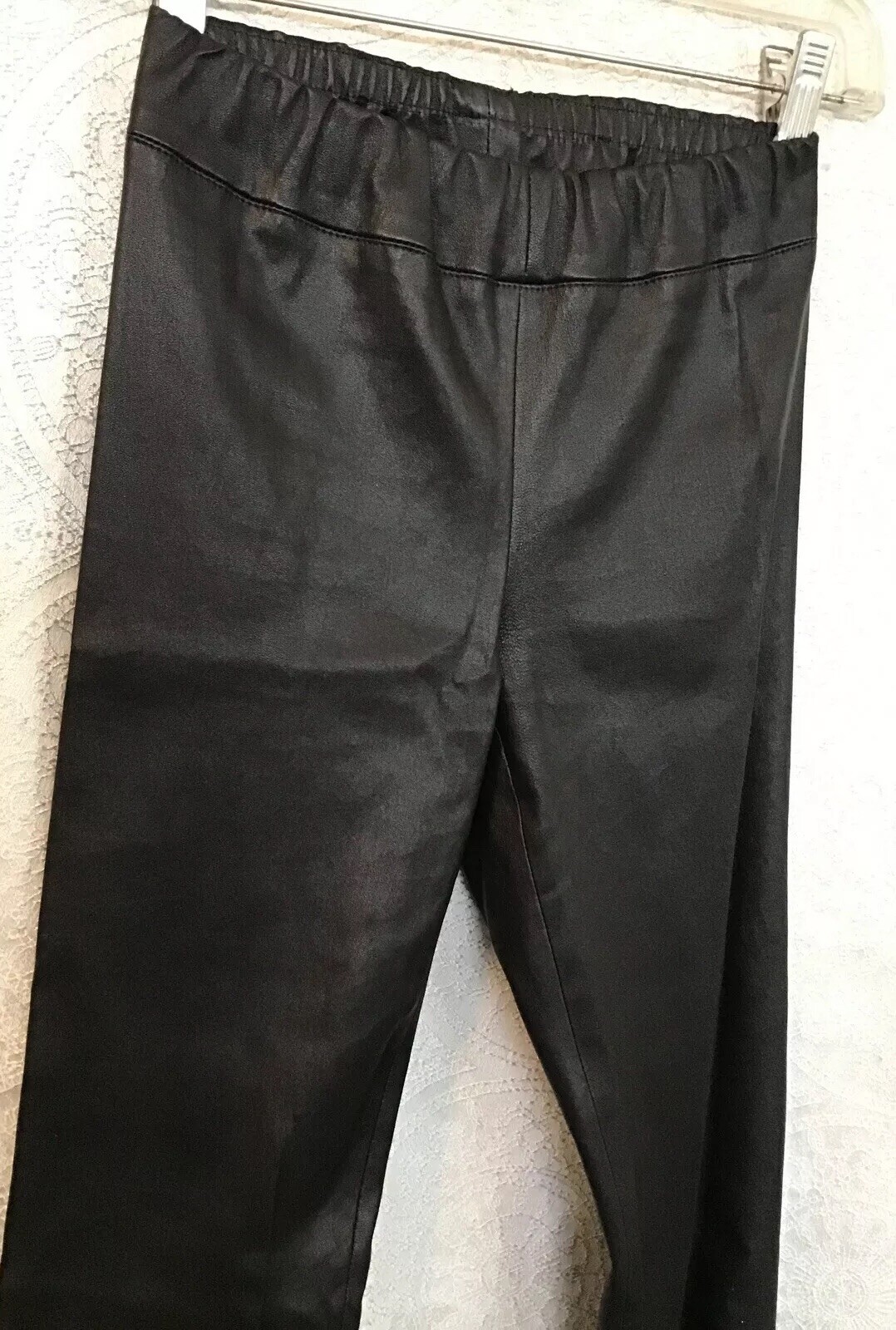 FILA Leggings in pelle The Row super skinny pelle di agnello nera elasticizzata taglia 0 origine 1900