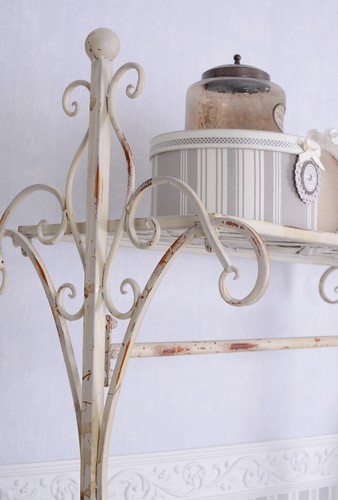 Kleiderständer Landhausstil altweiß Dielengarderobe Vintage Garderobe Metall neu - Bild 4 von 8