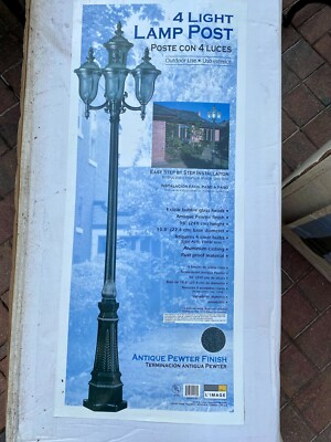 (1-Pair) 4-Light Lamp Post (Brand New & Factory Sealed) Antique Pewter ...