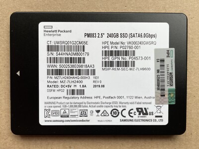 HPE PM883 SSD 240GB SATA 2,5'' (VK000240GWSRQ) - P02760-001
