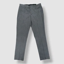 Perry Ellis Portfolio Mens Gray Plaid Slim-Fit Stretch Pants Size 32W 30L