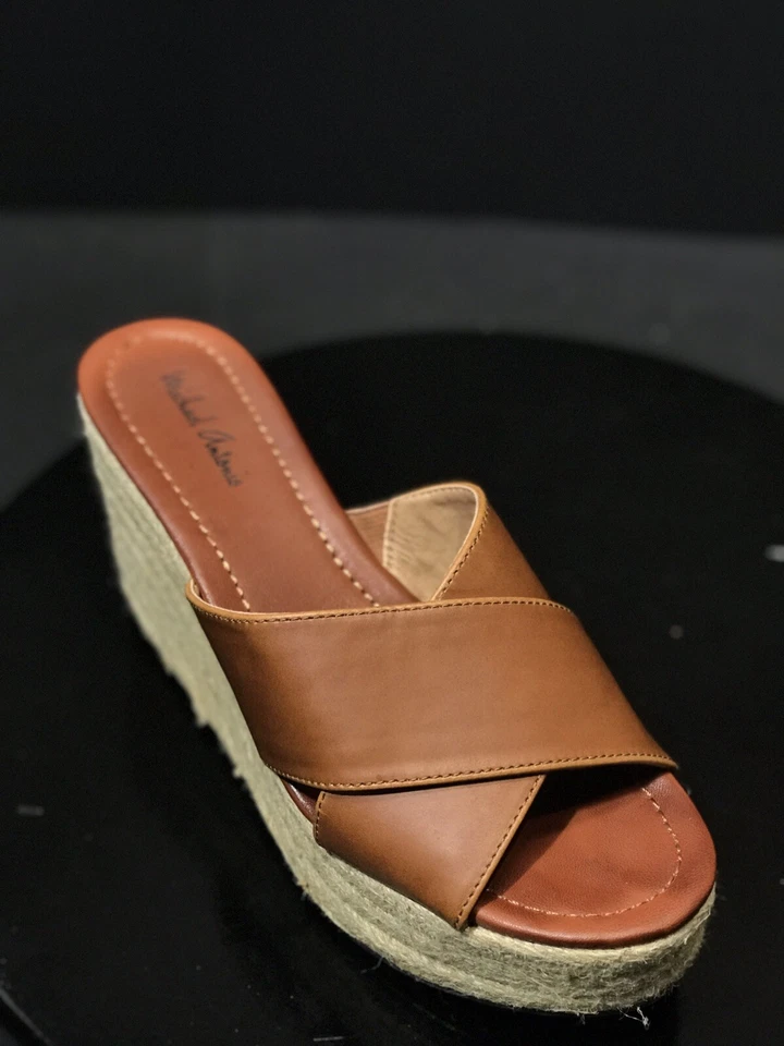 Alpargatas cuñas para mujer Michael Antonio marrón hechas por el hombre Foto 2 de 4