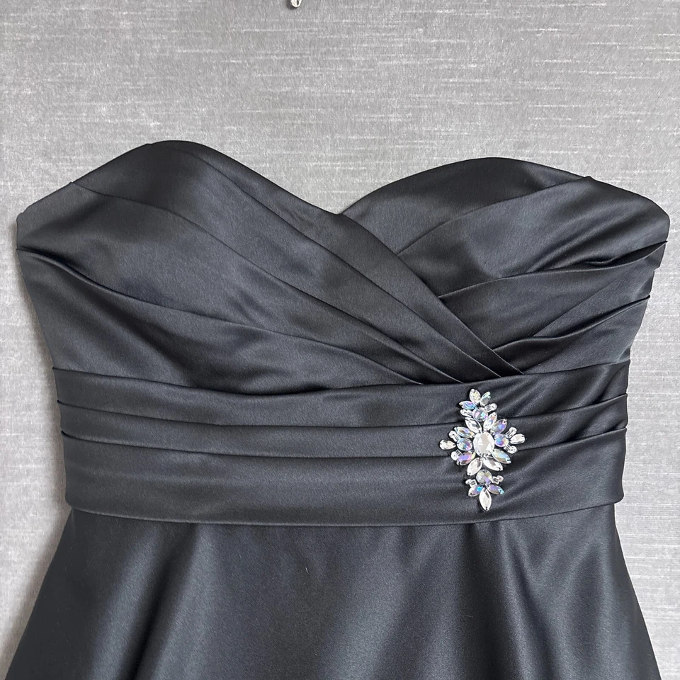 Vestido Alfred Angelo 12 Negro Satén Vestido de Baile Boda Formal Noche Gala Foto 2 de 4