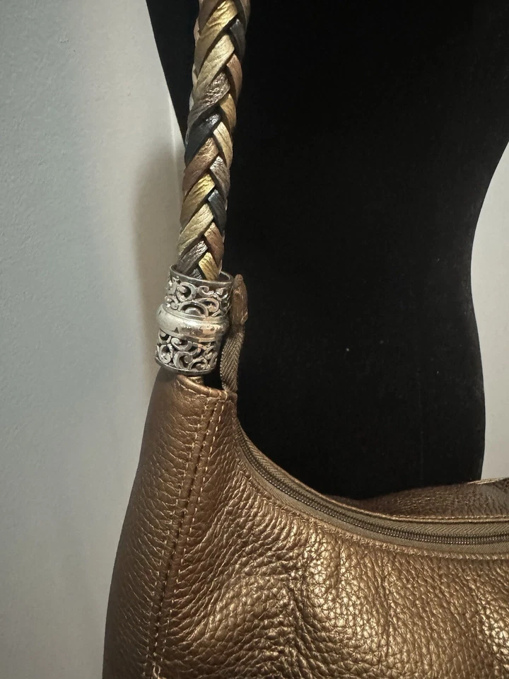 Bolso de Mano Brighton Hobo Barbados para Mujer Cuero Guijarro Marrón Bronceado Trenzado Foto 4 de 4