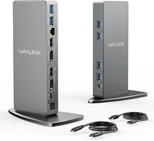 WAVLINK USB 3.0 Laptop Docking Station Dual 5K/4K, HDMI & DP, 6 USB, LAN, Audio