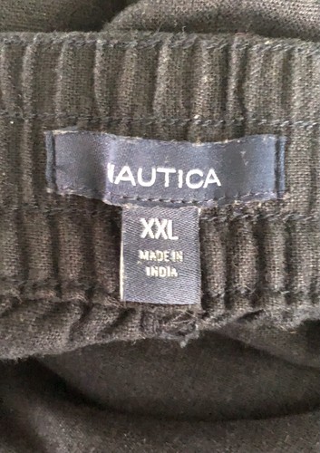 Nautica Woman’s XXL Navy Blue Elastic Tie Waist Pull On Linen Blend Pants - Picture 6 of 7