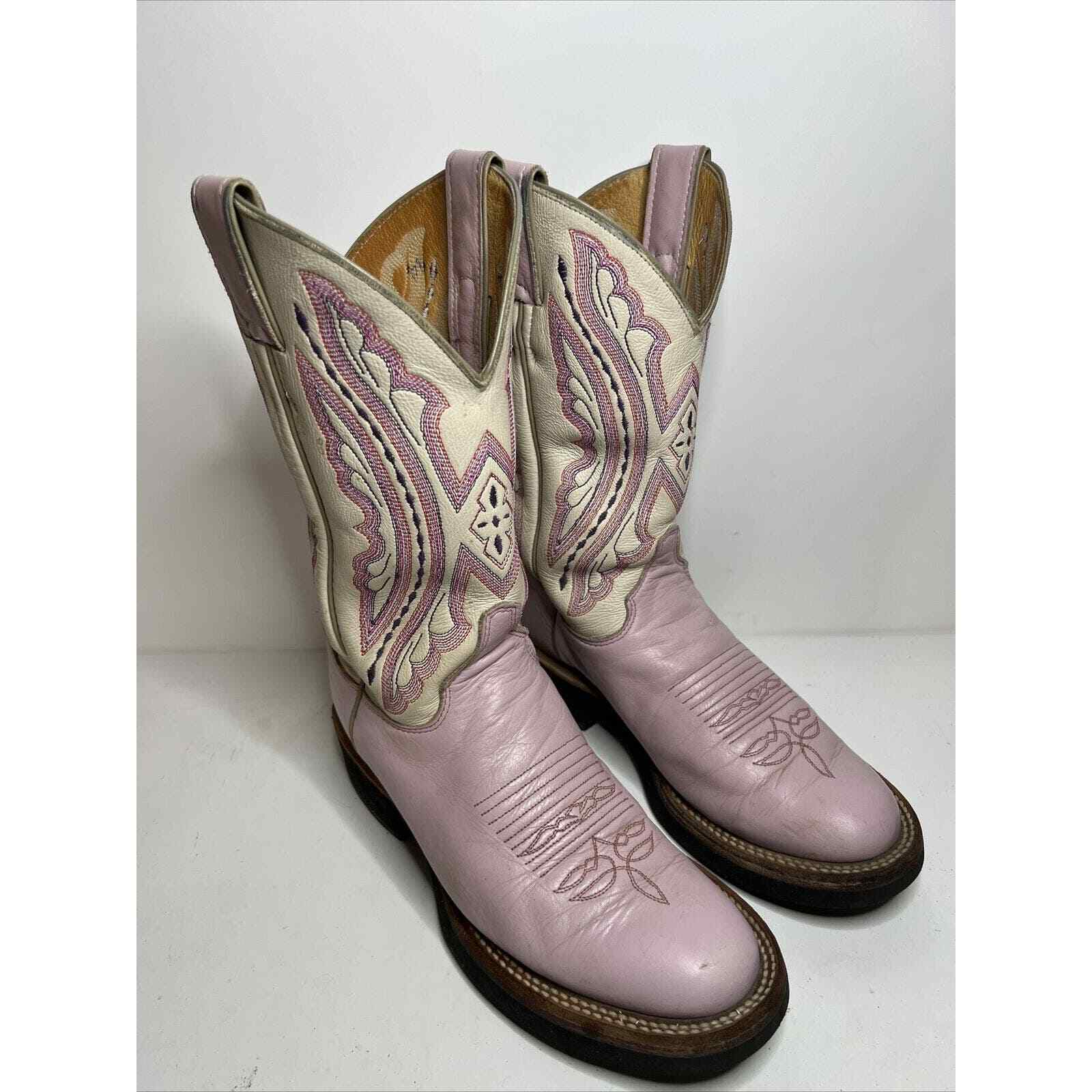 Justin Pink Tekno Crepe Cowgirl Boots 6 1/2 B Western Work Wear eBay