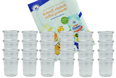 24 Weck Gläser Glas 140 ml Marmeladengläser Einmachglas Einweckglas Rezeptheft