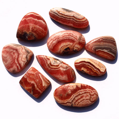 9 Pcs Natural Argentina Rhodochrosite Top Grade 18mm-32mm Cabochon Gemstones Lot - Picture 10 of 12