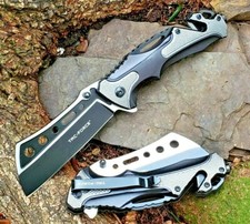 Gray Black Sheepsfoot Spring Assisted Pocket Knife Tactical EDC All Metal 5.2 oz