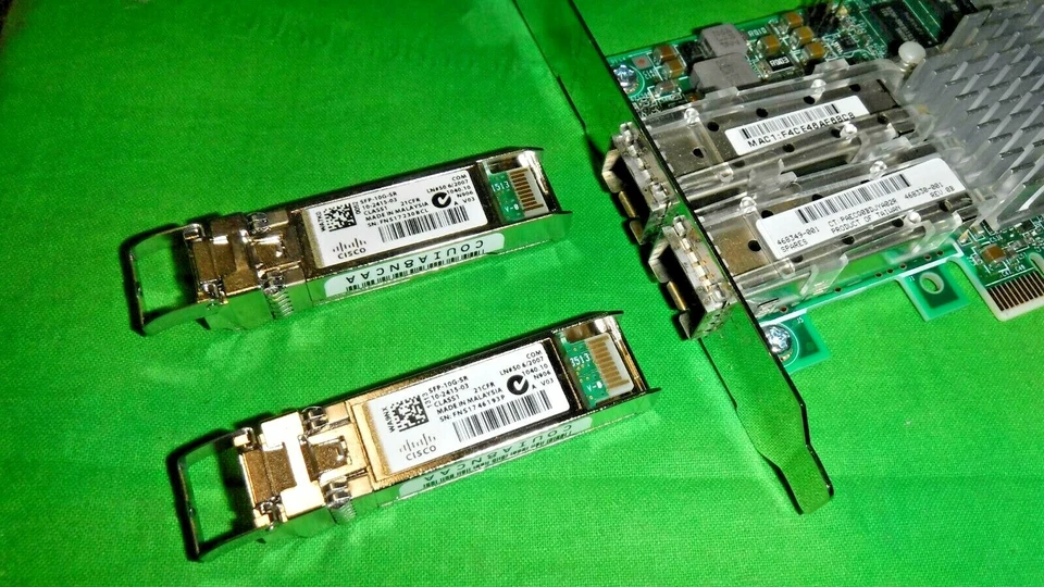 HP 468349-001 468330-001 Rev. B Dual Port 10GbE PCI-E Server Adapter W/SFPs - Image 4 of 4