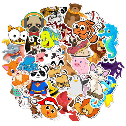 50pcs Cartoon Animal Waterproof Stickers Laptop Skateboard Refrigerat。qo - Picture 1 of 7