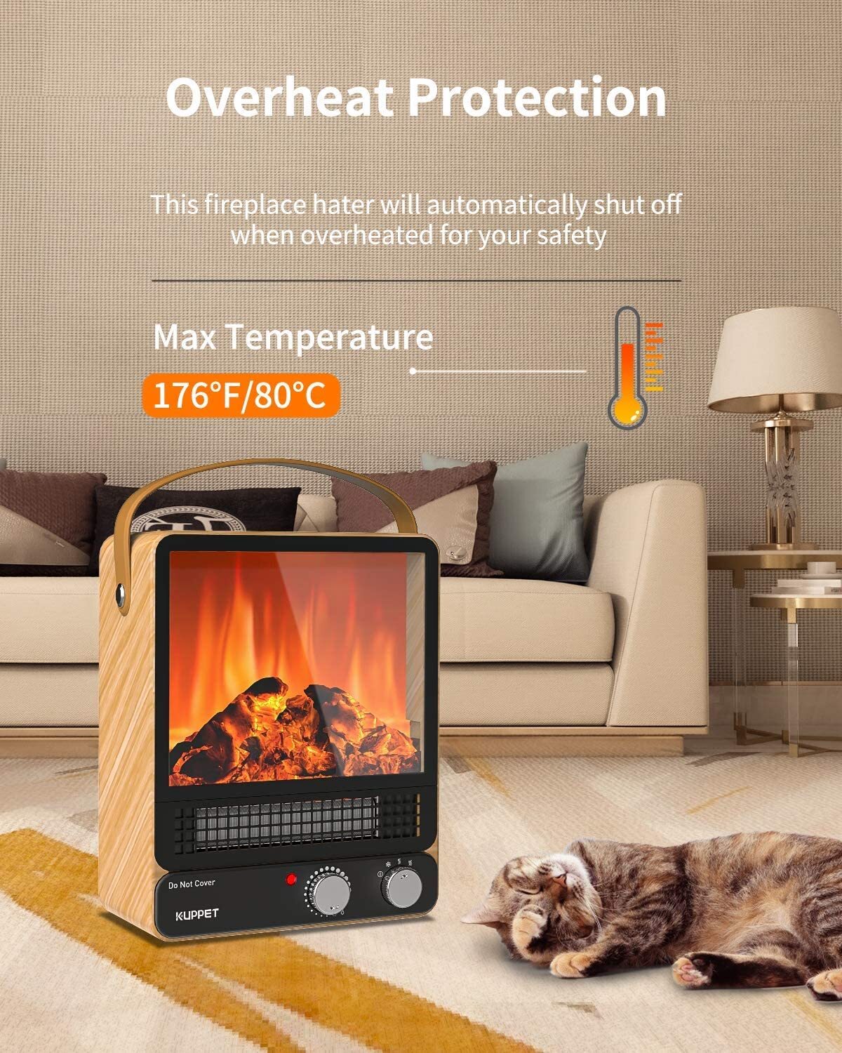 Space Heater Electric Fireplace Heater with Flame Effect 750W/1500W for  Indoor | eBay
