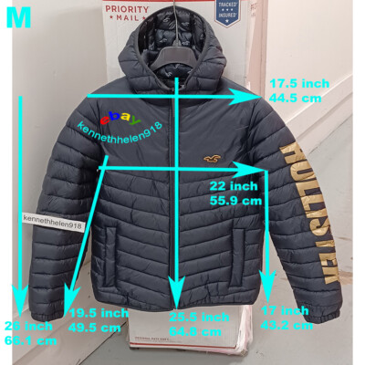 HOLLISTER LOGO PUFFER JACKET BLACK MENS SIZE MEDIUM | eBay