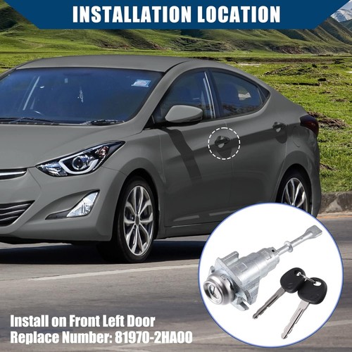 LH Driver Door Lock Cylinder w/2 Keys Fits for 06-10 Hyundai Elantra 81970-2HA00 - Picture 7 of 18