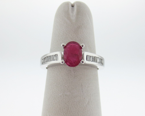 Estate Natural Ruby Diamonds Solid 14k White Gold… - image 1