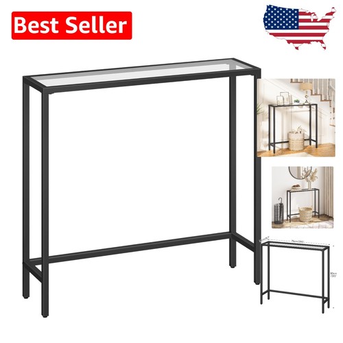 Elegant 29.5" Narrow Tempered Glass Console Table for Entryway or Living Room