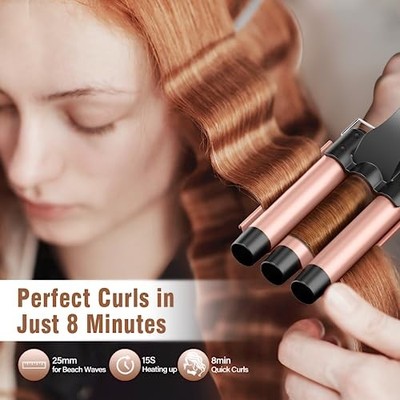 BESTOPE PRO WAVER CURLING IRON - 3 BARREL HAIR CRIMPER, 5 IN 1 CURLING WAND SET