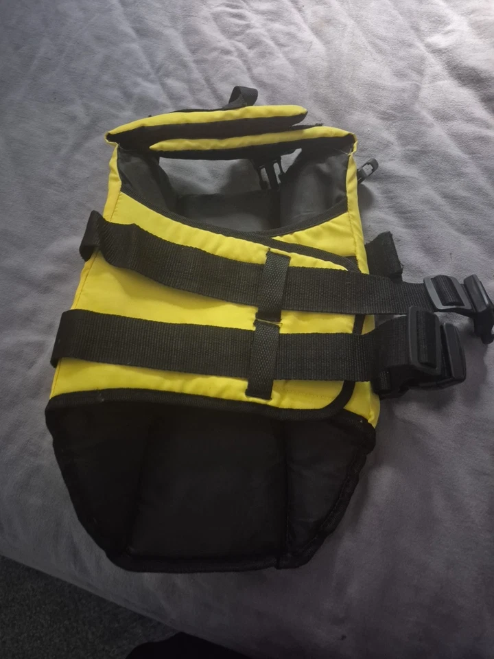 Paws Aboard Dog Life Jacket Vest Neon Yellow Size Medium Adjustable Strap - Image 3 of 4