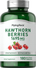 Hawthorn Berry Capsules 1695mg 180 Count Extract Non-GMO by Piping Rock