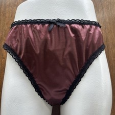 Vtg Unbranded Shiny Second Skin Lace Trim Hi Leg Panty Large NWOT - New