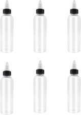 6 Pcs Dispensing Bottles, 4oz Plastic Boston Squeeze Bottles with Twist Top Cap
