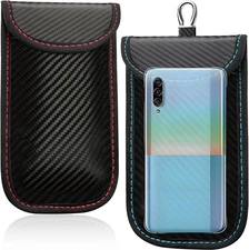 Faraday Bags for Phones and Car Key, Carbon Fiber Surface Signal Blocking Pouch,