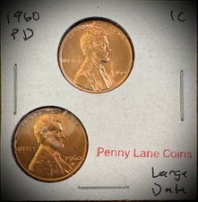 1960 P & D Lincoln Memorial Cent LARGE Date BU 2 Coin Set From Original Rolls