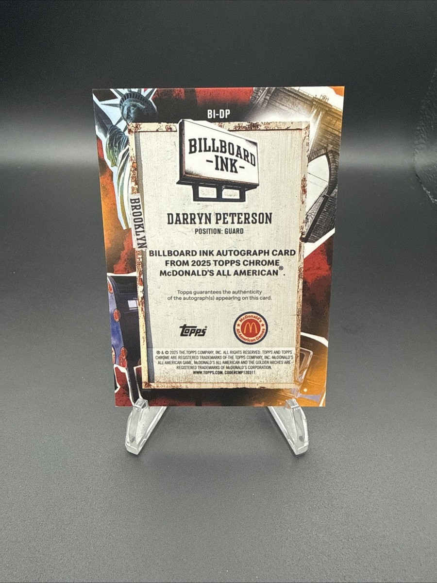 ハドソン春だ花満開！ しろチーム ネームタグ　非売品　レア　参加証 2025 Topps Chrome McDonald's Auto Darryn Peterson /99 🔥 Kansas | eBay