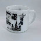Vtg Federal Glass New Orleans Louisiana Milk Glass Mug Superdome Cafe du Monde
