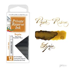 Pk/12 Private Reserve Fountain Pen Ink Cartridges, Sepia