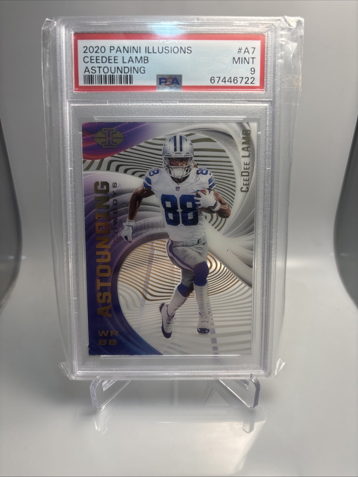 2020 Panini Illusions Astounding CeeDee Lamb #A7 (RC) PSA 9 Dallas Cowboys