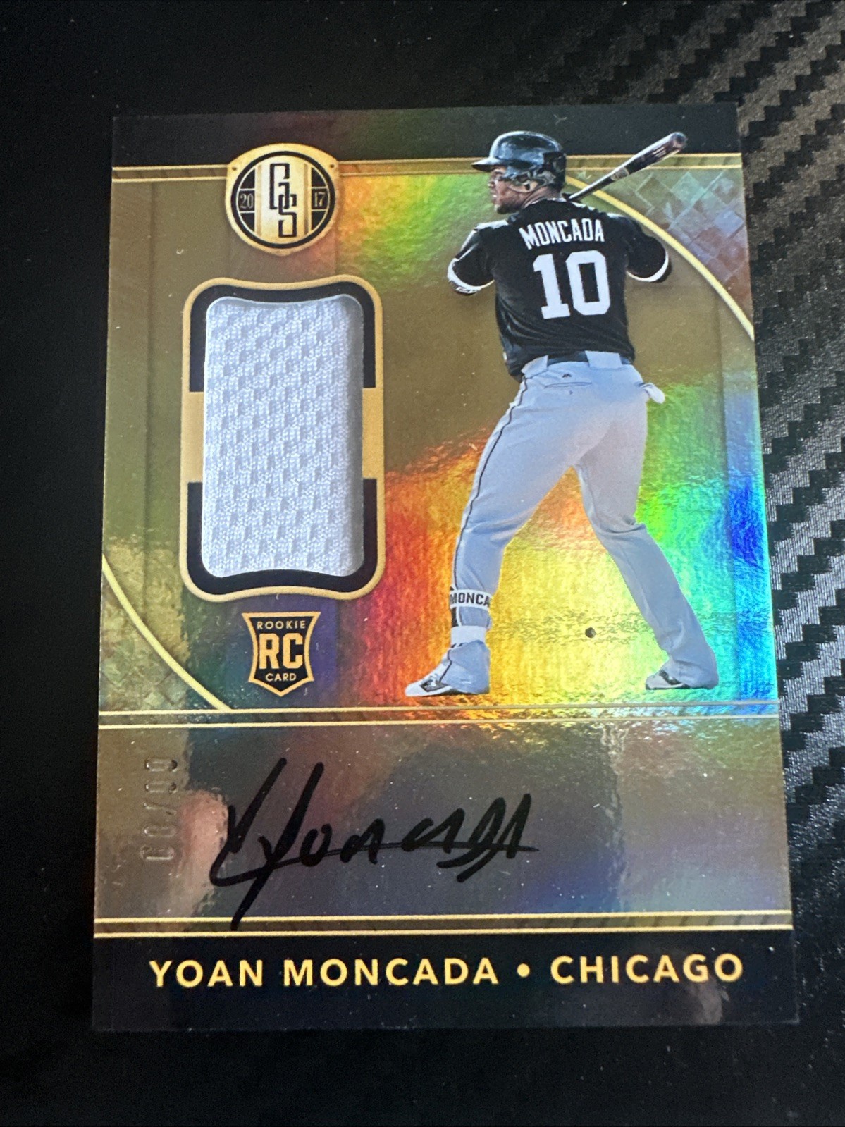(2) Lot YOAN MONCADA 2017 National Treasures RPA Patch Auto /99, Gold Standard view 4