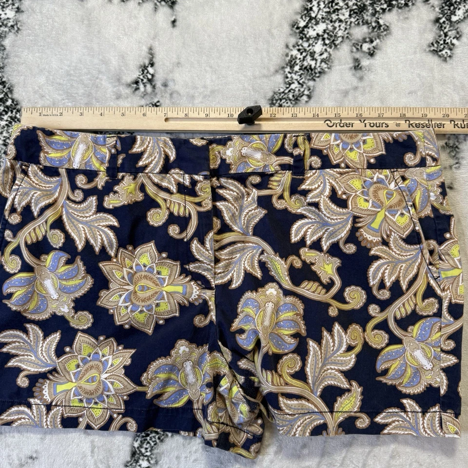 Pantalones Cortos Ann Taylor Loft Para Mujer Talla 16 Azul Marino Estampado Multi Floral Riviera Chino Foto 3 de 4