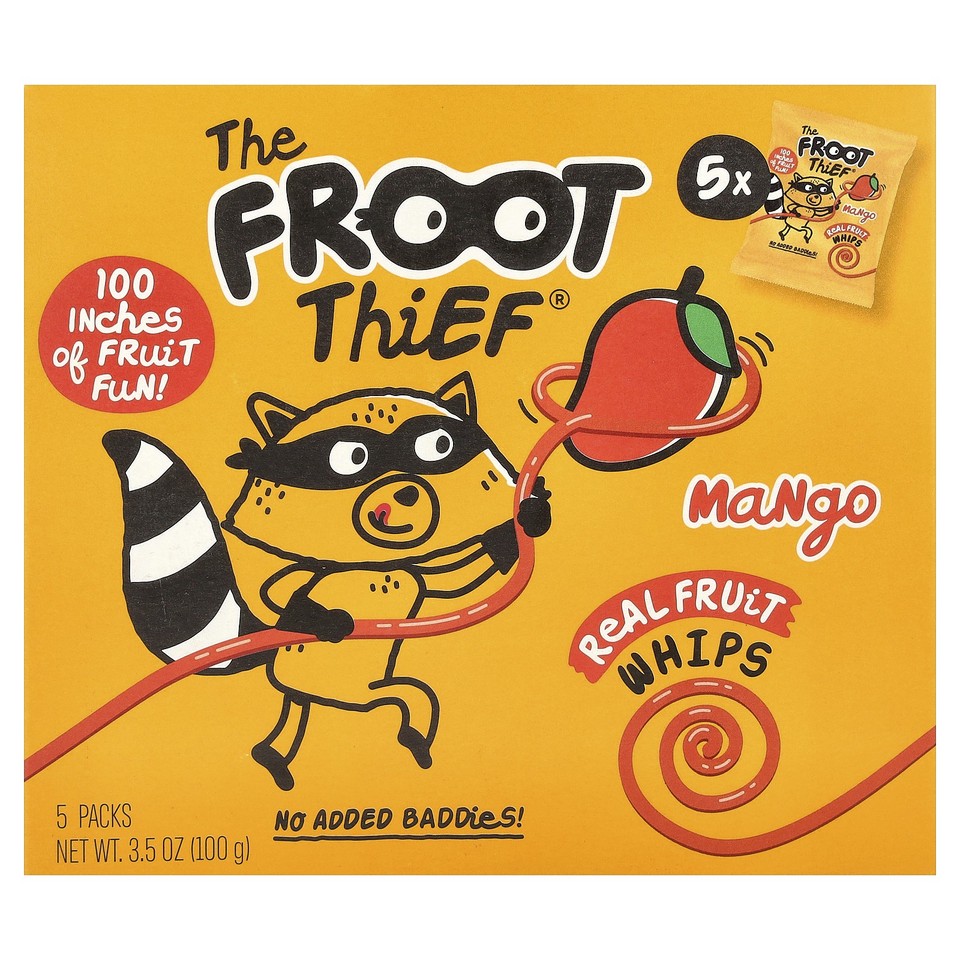Real Fruit Whips, Mango, 5 Packs, 0.7 oz (20 g) Each