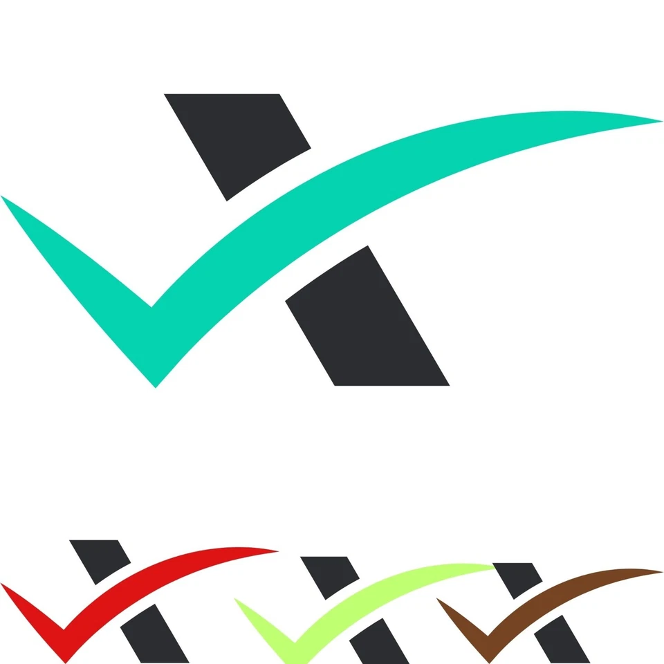 Check Mark X Symbol Patch Embroidered Iron On Sew On Trendy Badge Applique - Image 3 of 4