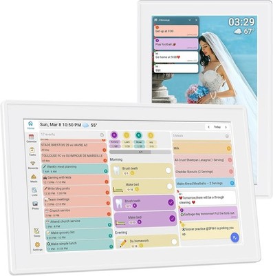 BMDIGIPF Digital Family Calendar 10.1-inch White Touch Screen