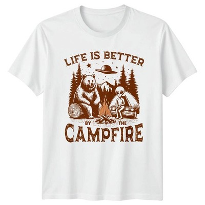 Life Is Better By The Campfire T-Shirt Alien Bär Camping Geschenk