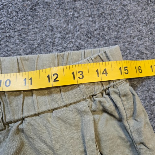 Quince Pants Womens Size Medium Green Tan Linen Pull On Taper Crop Casual Beachy - 第 5/10 張圖片