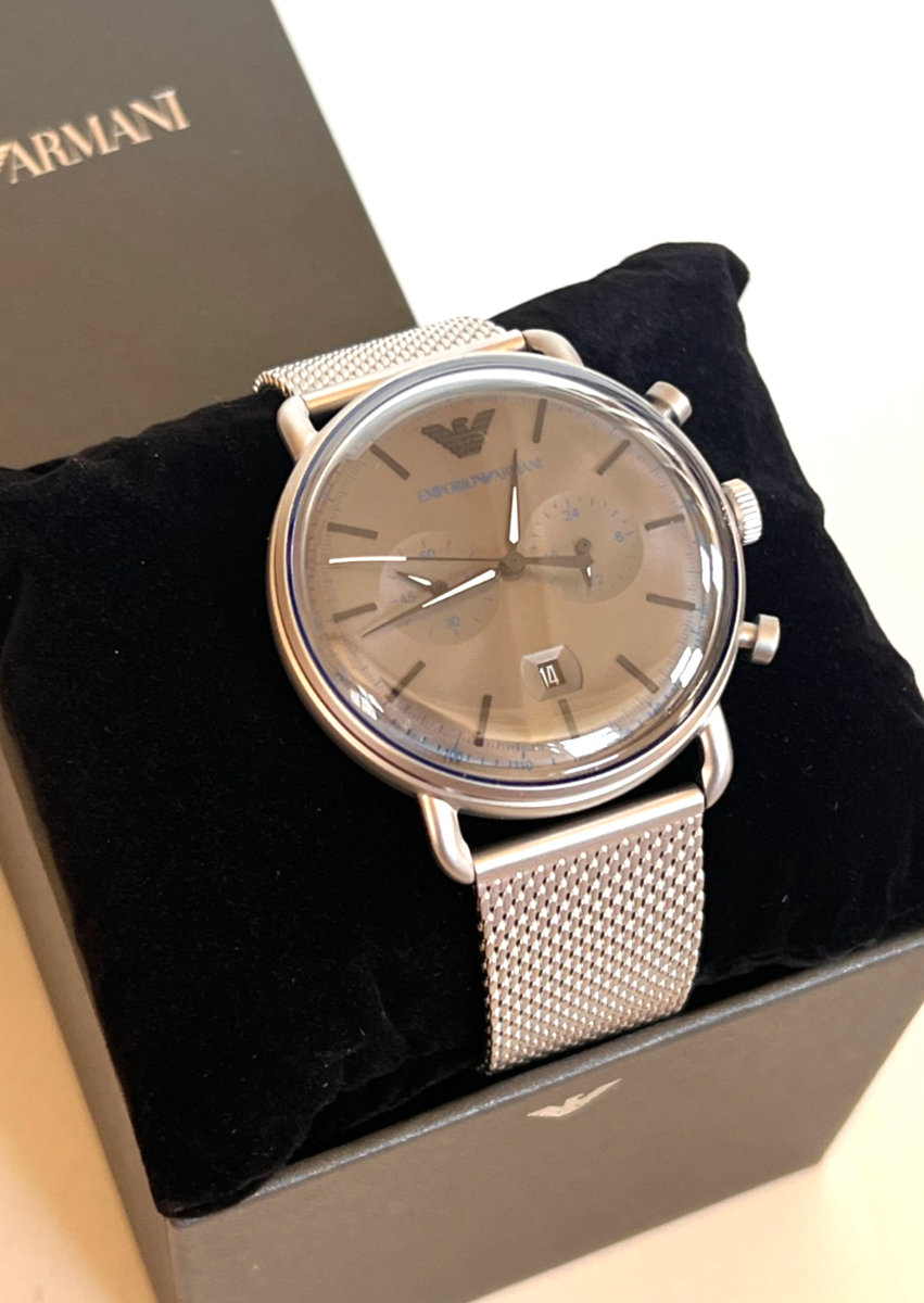 Emporio Armani Men's AR11383 Aviator Chronograph Quartz Grey Dial