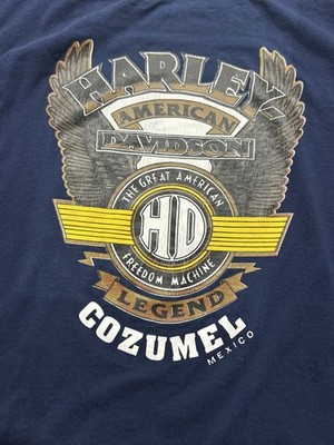 Harley Davidson Cozumel T Shirt Men XXL Blue Front Back Graphics Mexico